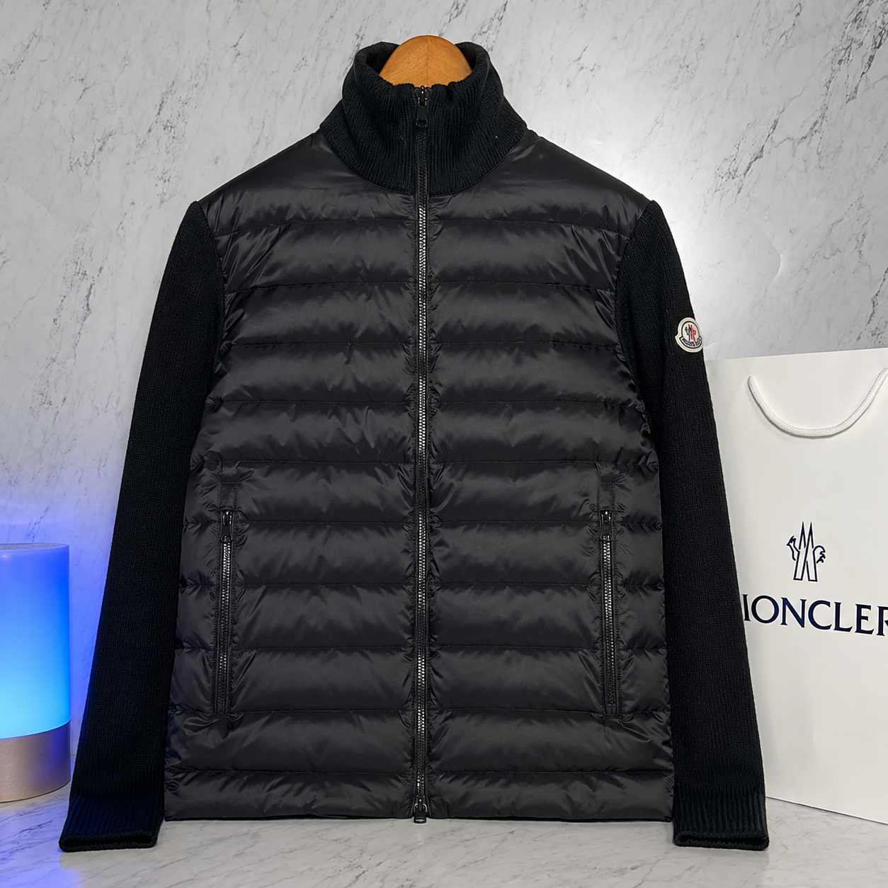 MONCLER QUILTED WOOL BLEND CARDIGAN (SIZE M-XL)