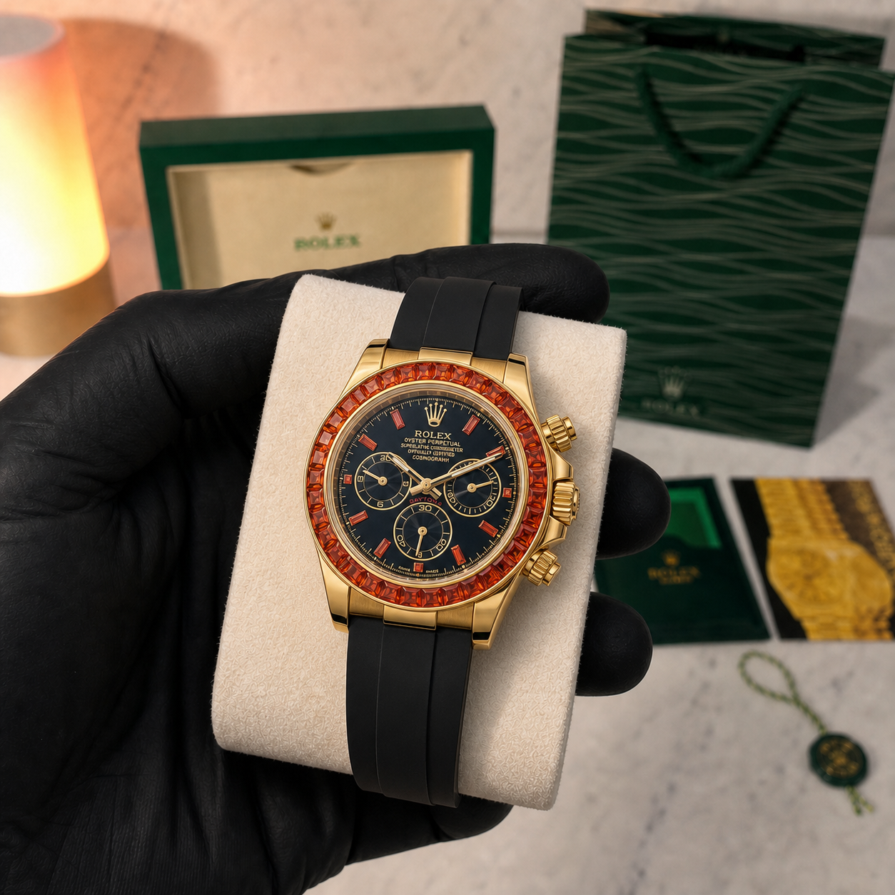 ROLEX DAYTONA ORANGE SAPPHIRE OYSTERFLEX
