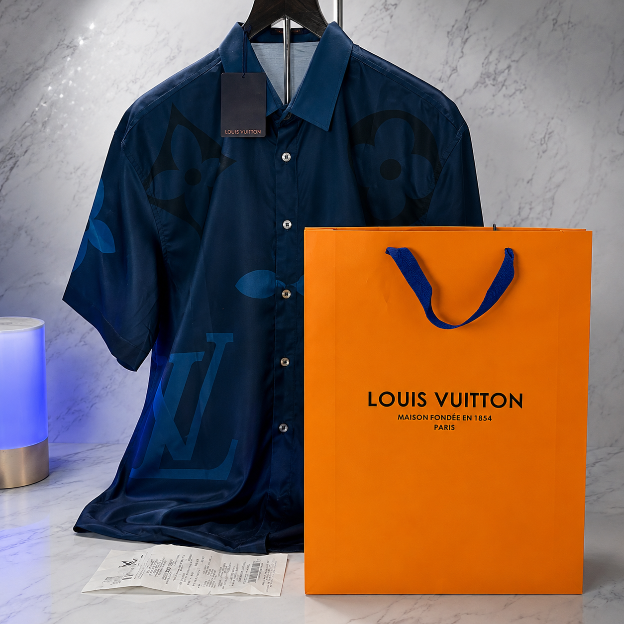 LV MONOGRAM BLUE SHIRT (SIZE M-XL)