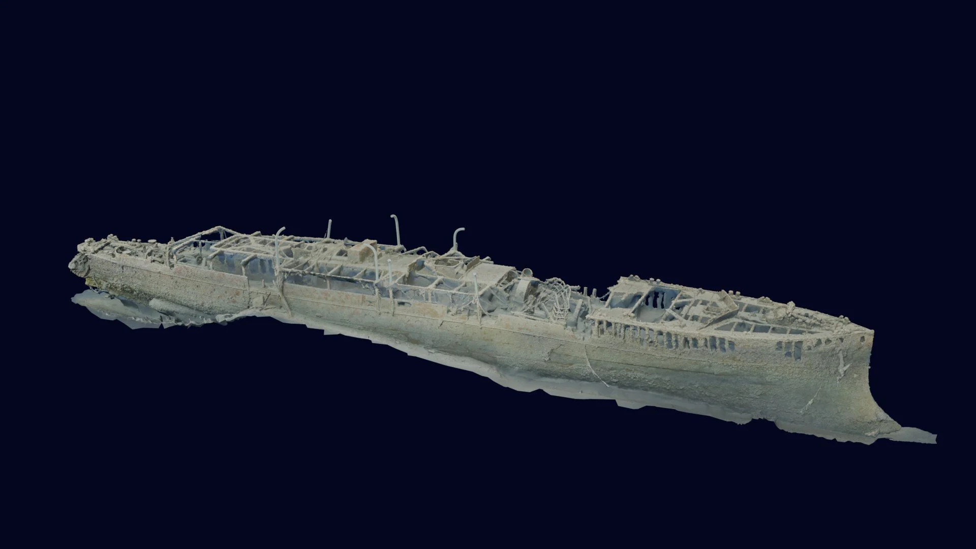 HMCS Canada photogrammetry model viewed from the starboard side.