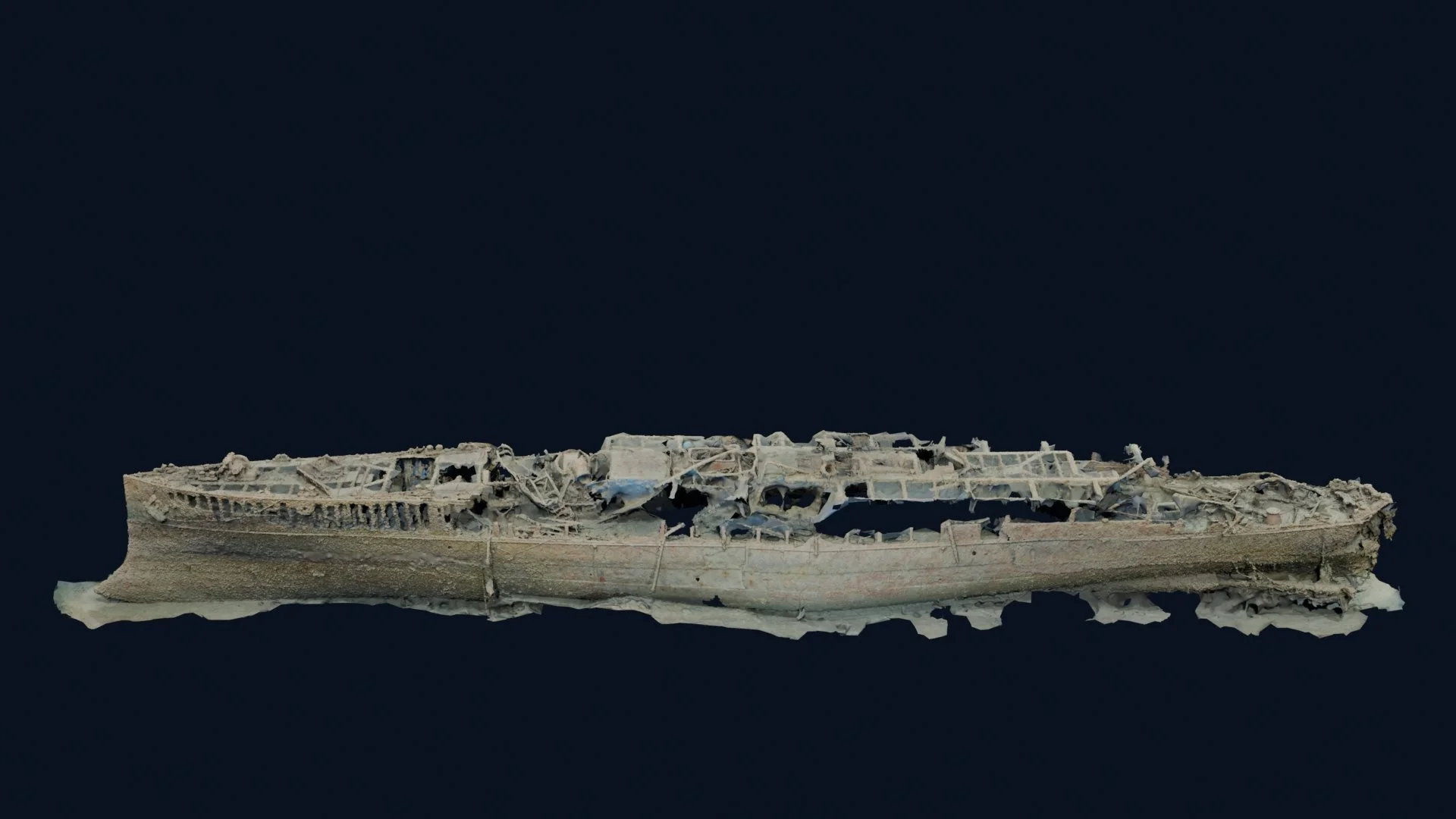 HMCS Canada photogrammetry model viewed from the port side.