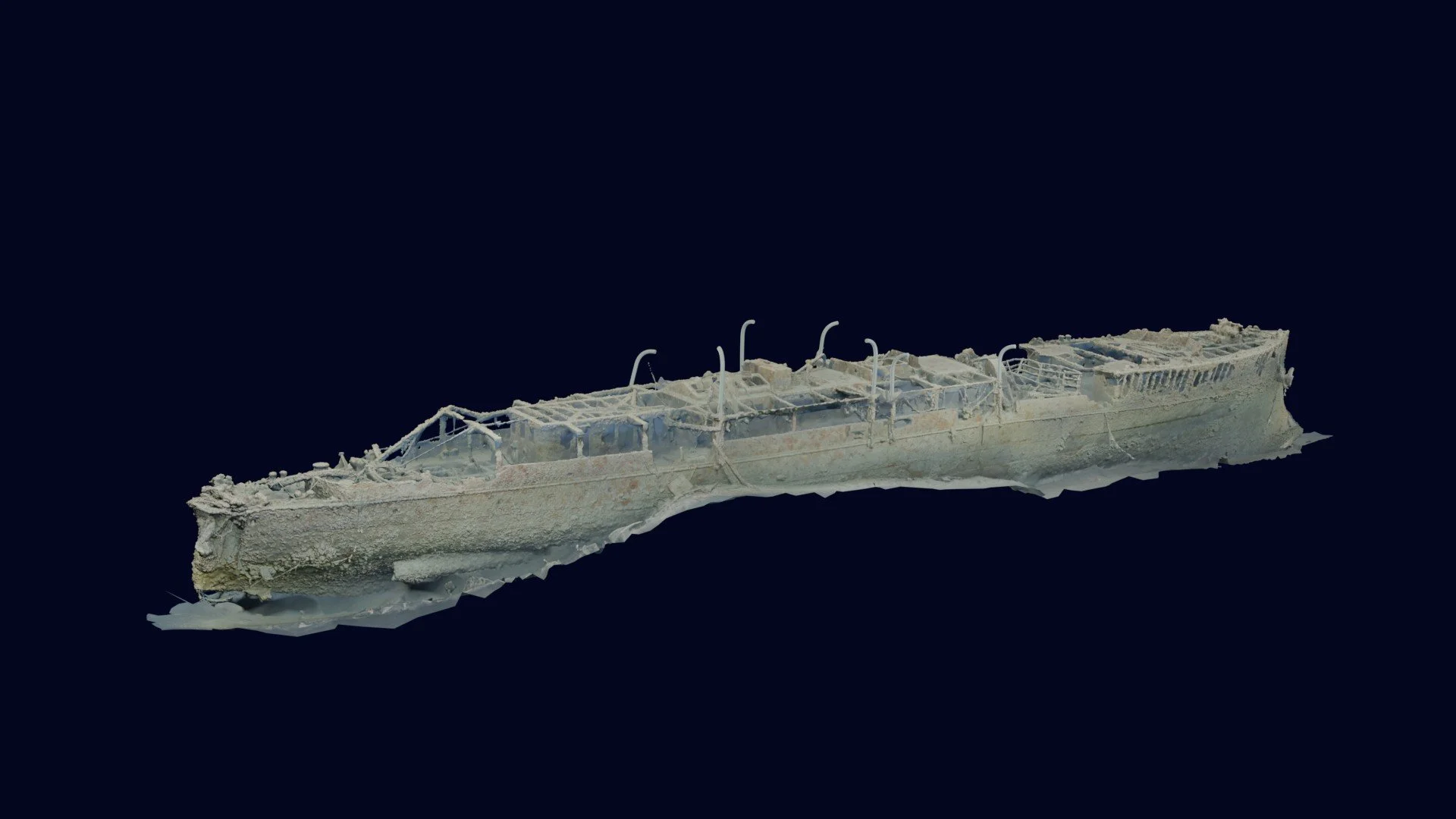HMCS Canada photogrammetry model viewed from the starboard stern.