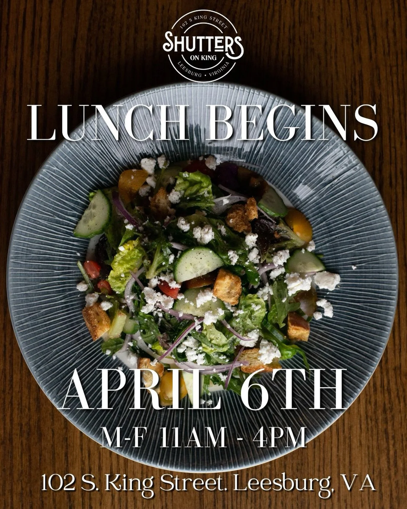 Leesburg, you asked and heard you 📣
Yes - LUNCH is starting Monday April 6th!
Join us every Monday - Friday from 11am - 4pm for amazing salads, delicious sandwiches, pastas and more!
Make your reservations via @resy today.
#LeesburgVA