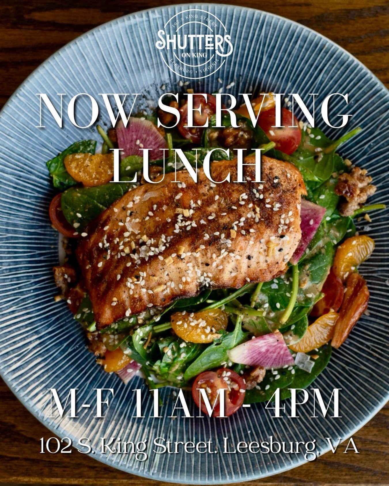 Lunch is now available!
Join us every Monday - Friday from 11am - 4pm for amazing salads, delicious sandwiches, pastas and more!
Make your reservations via @resy today.
#LeesburgVA