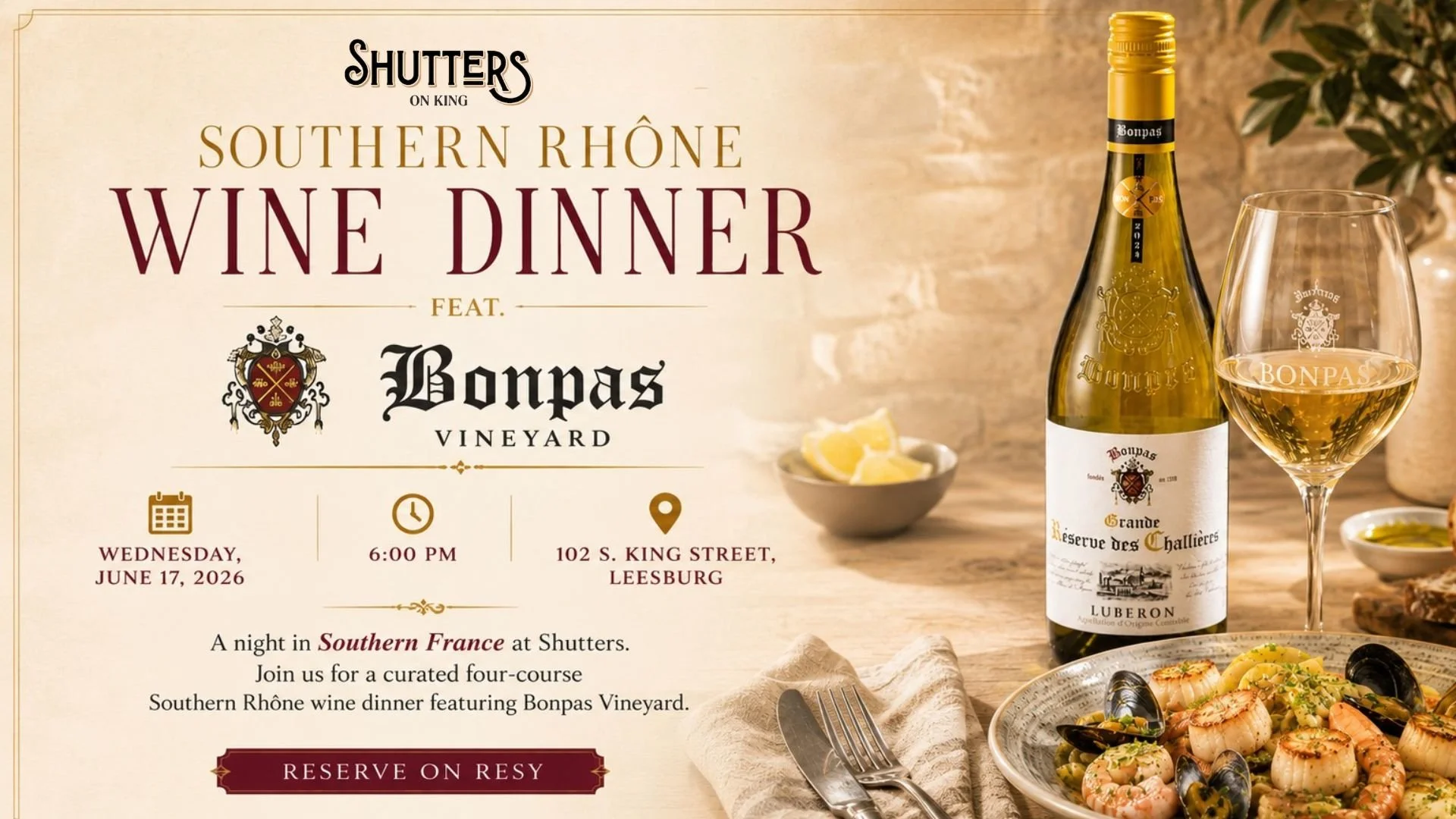 Southern Rhône Wine Dinner feat. Bonpas Vineyard