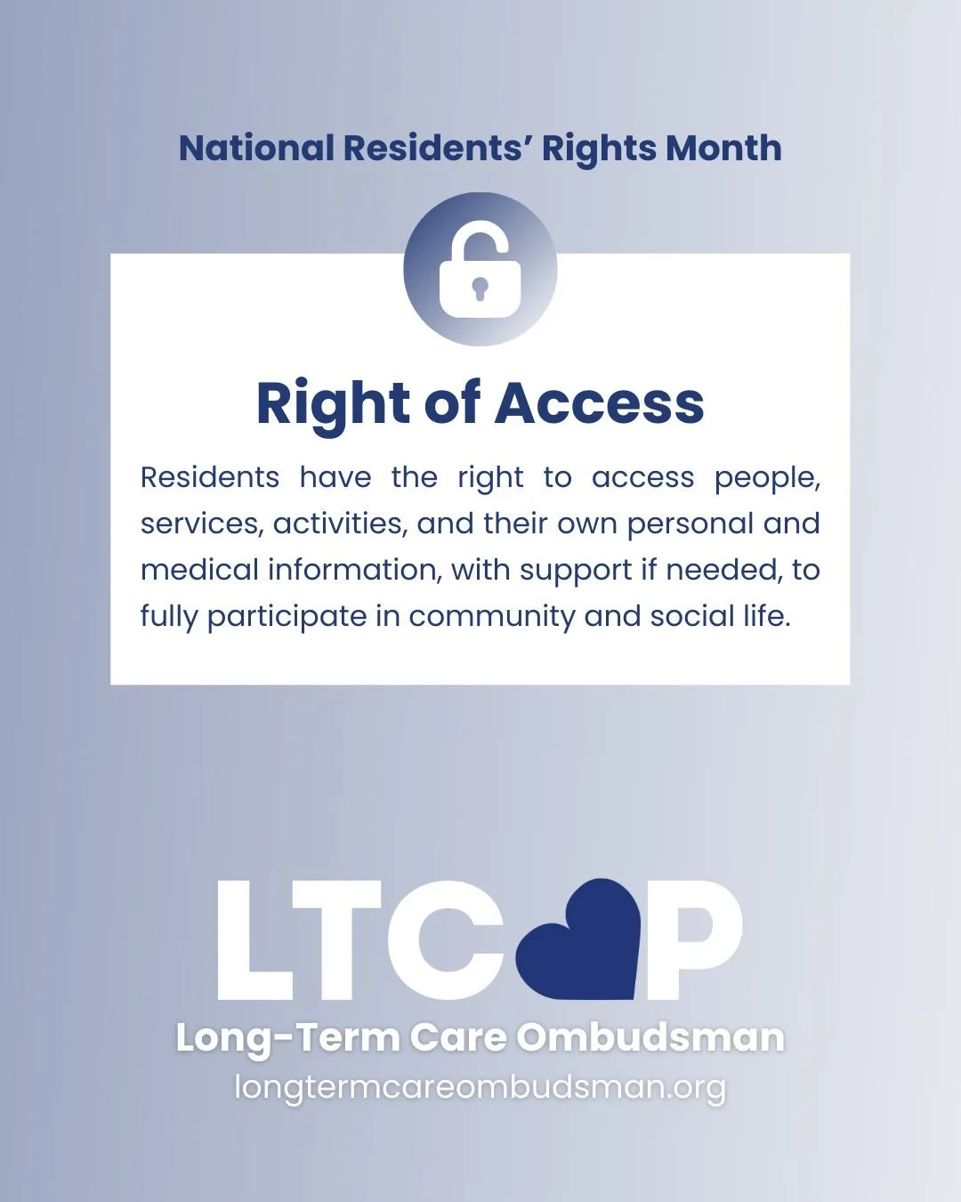 What if your choices were ignored, your voice silenced, and no one listened to your needs or preferences? 🔒 Every resident deserves the ability to connect, participate, and access information and services that support a full and meaningful life. 🔓