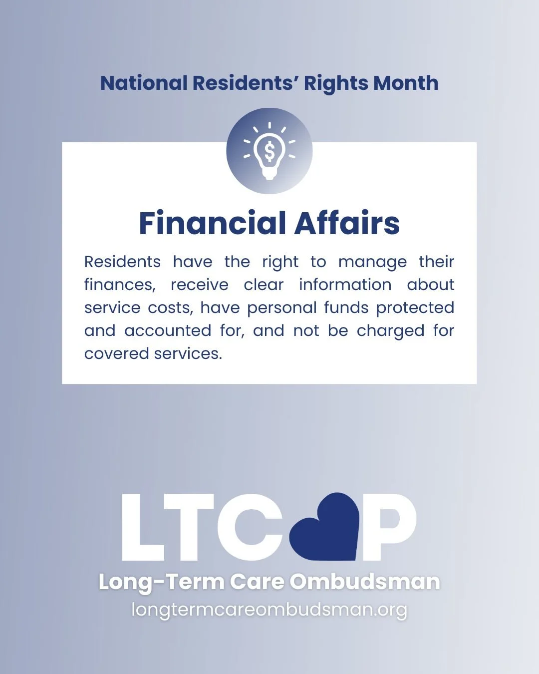 For residents, managing finances is more than numbers... it’s about independence, dignity, and security. 💰 Every resident has the right to:
• Manage their own financial affairs
• Receive clear information about available services and