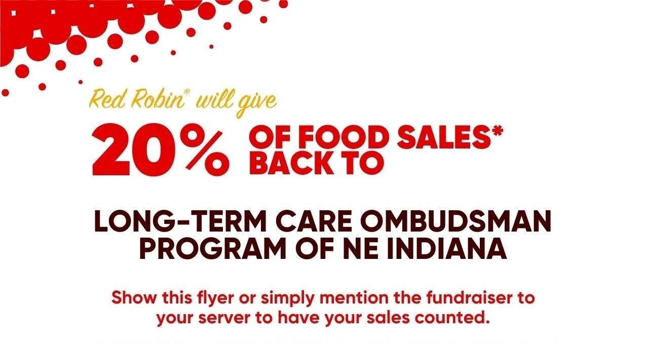 Hungry for a good burger?  Dine at Red Robin in Fort Wayne TODAY and 20% of food sales will be donated back to our program.

All you have to do is get a delicious meal at Red Robin, 4201 Coldwater Road, and mention the fundraiser to your server, or y