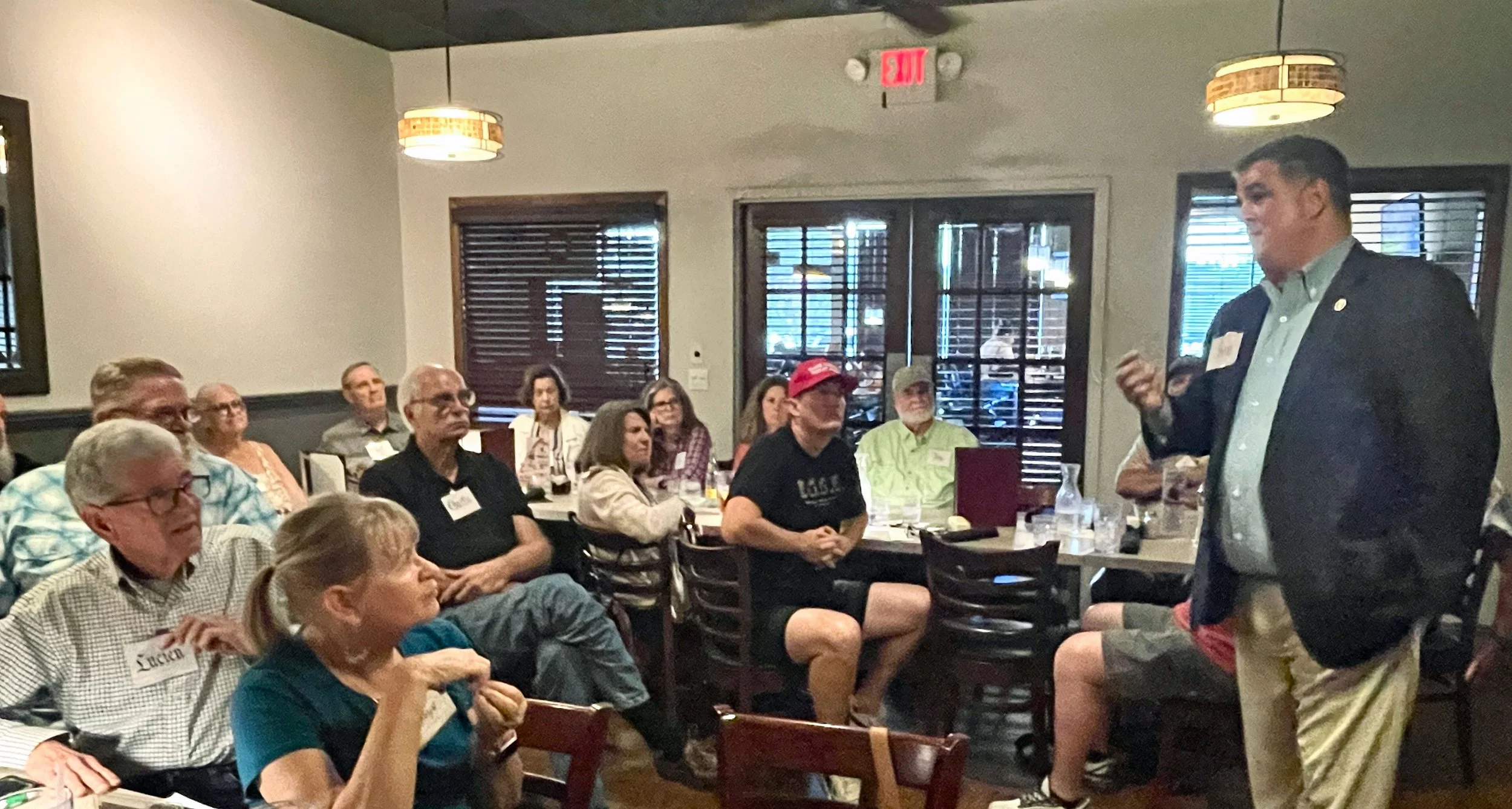 Jon Bouche speaking to the Grump Old Men's Club in Montgomery County
