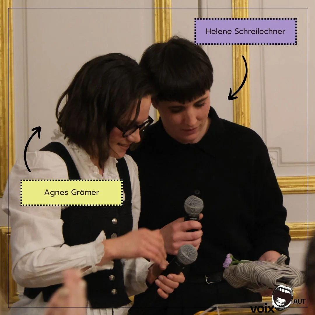 voixAUT 2026 ist geschlagen. 

Viele tolle Einreichungen, spannende Workshops, eine wundersch&ouml;ne Preisverleihung - es war uns ein Fest!

Agnes und Helene, die Gr&uuml;nderinnen von voixAUT, geben damit auch an die n&auml;chste Generation ab. Gem