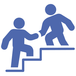 two outlines of people going upstairs