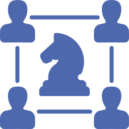 chess piece with 4 players around