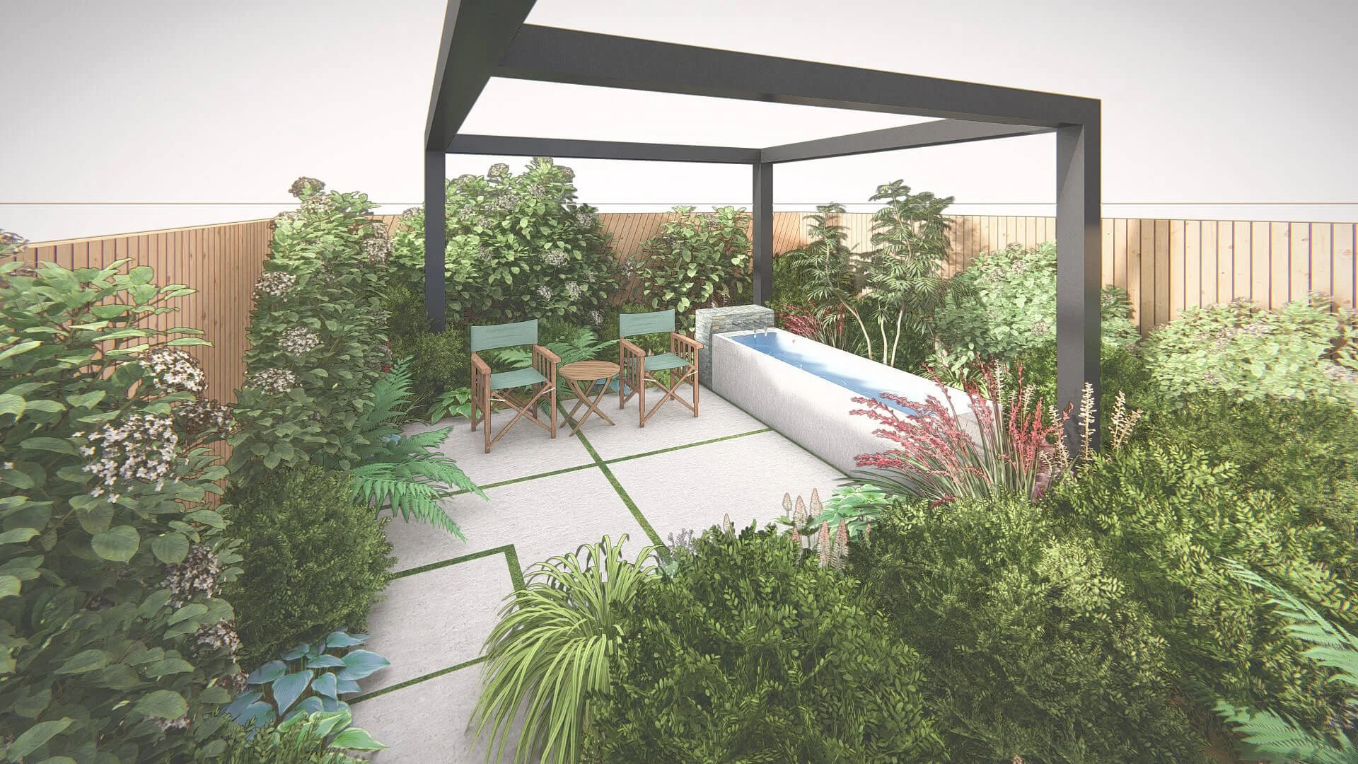 Jardin urbain, Oxford, Angleterre.