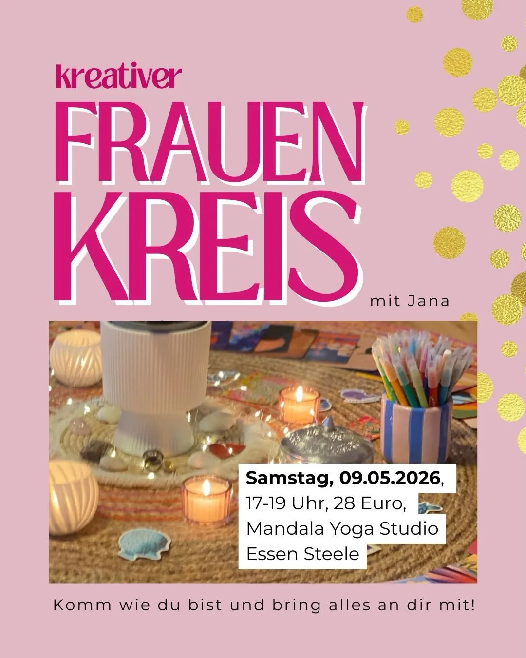 Ganz herzliche Einladung zu meinem n&auml;chsten Frauenkreis im wundersch&ouml;nen @mandalayogastudio_essen am Samstag 9.5.2026 von 17-19 Uhr.

Das Thema lautet: Spuren sp&uuml;ren - wir ehren die Frauen, die uns voraus gegangen sind. Mehr dazu in de