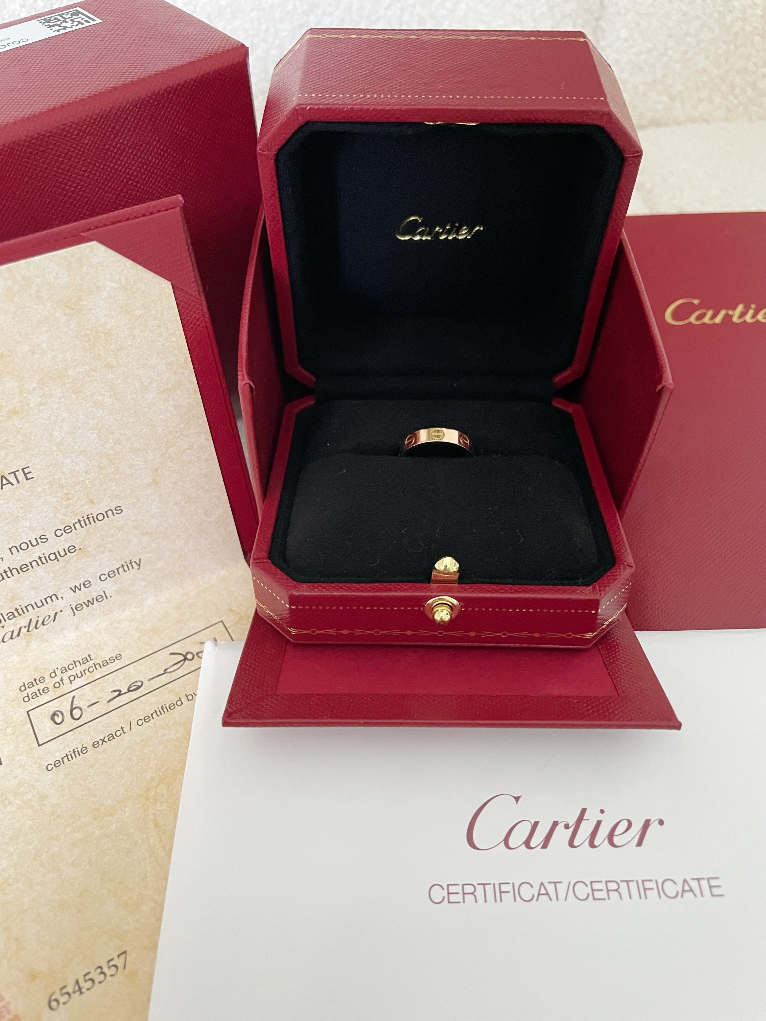 Cartier LOVE Ring Band Rose Gold 18K, Full Set with Box & Papers & Receipt, 2021 Pre-owned