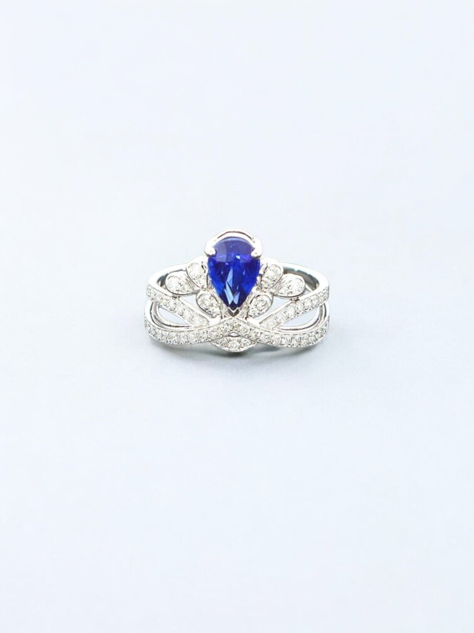 'Royal Blue' 1.09ct Sapphire (Heated, Sri Lanka) Tiara Diamond Ring, US 5, AU750