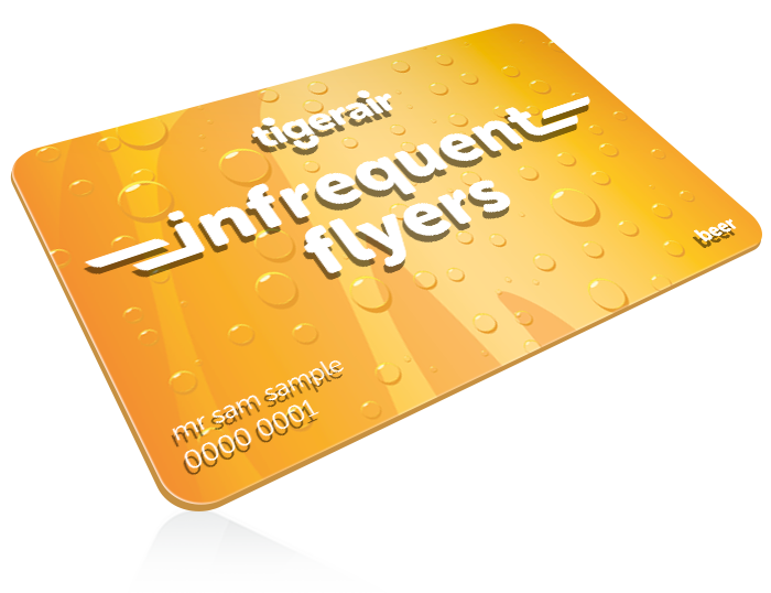 Tigerair Infrequent Flyers card with raindrop design.