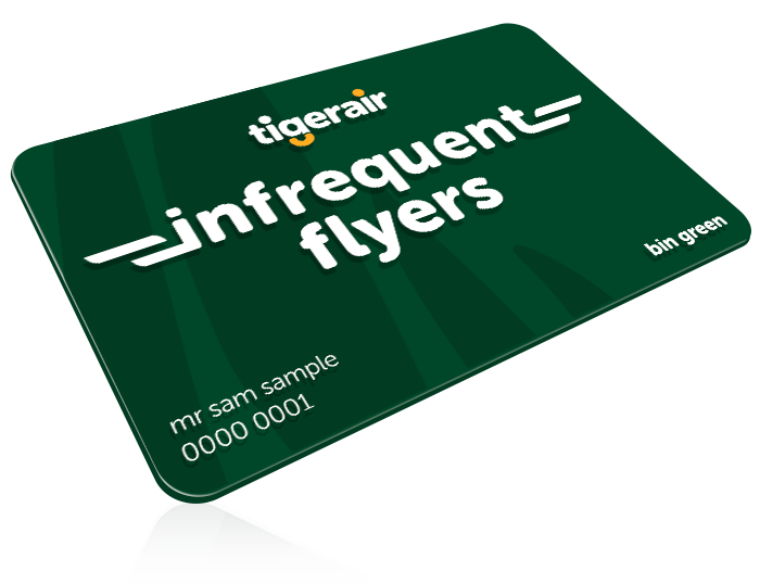 Tigerair Infrequent Flyers card with name and number