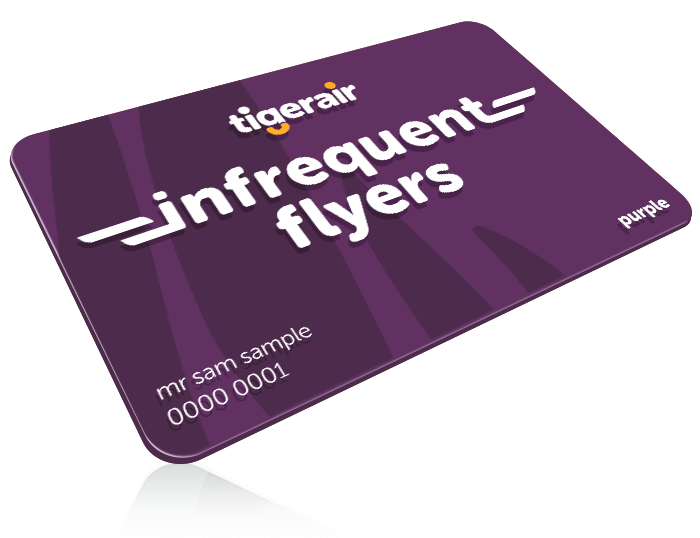 Tigerair Infrequent Flyers card with purple background