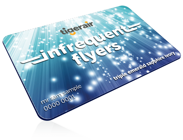 Tigerair infrequent flyers card with sparkling blue design