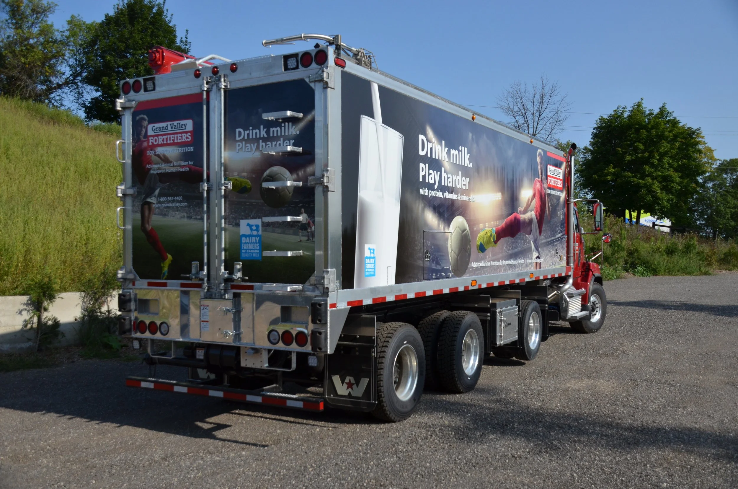 Grand Valley Fortifiers Mil producers feed truck 3M wrap rear view 
