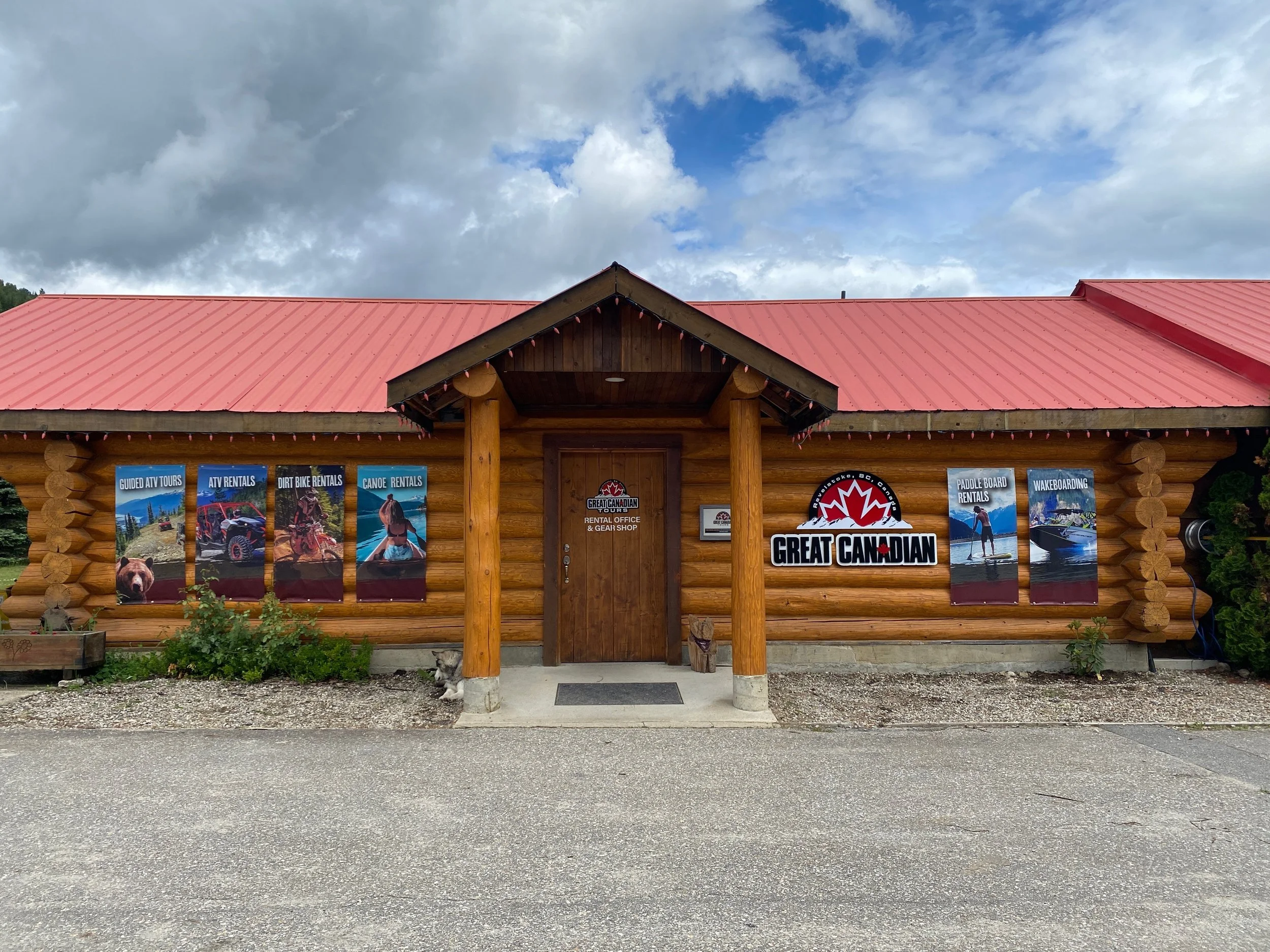 Great Canadian Tours storefront and exterior banners and dimensional router cut sign