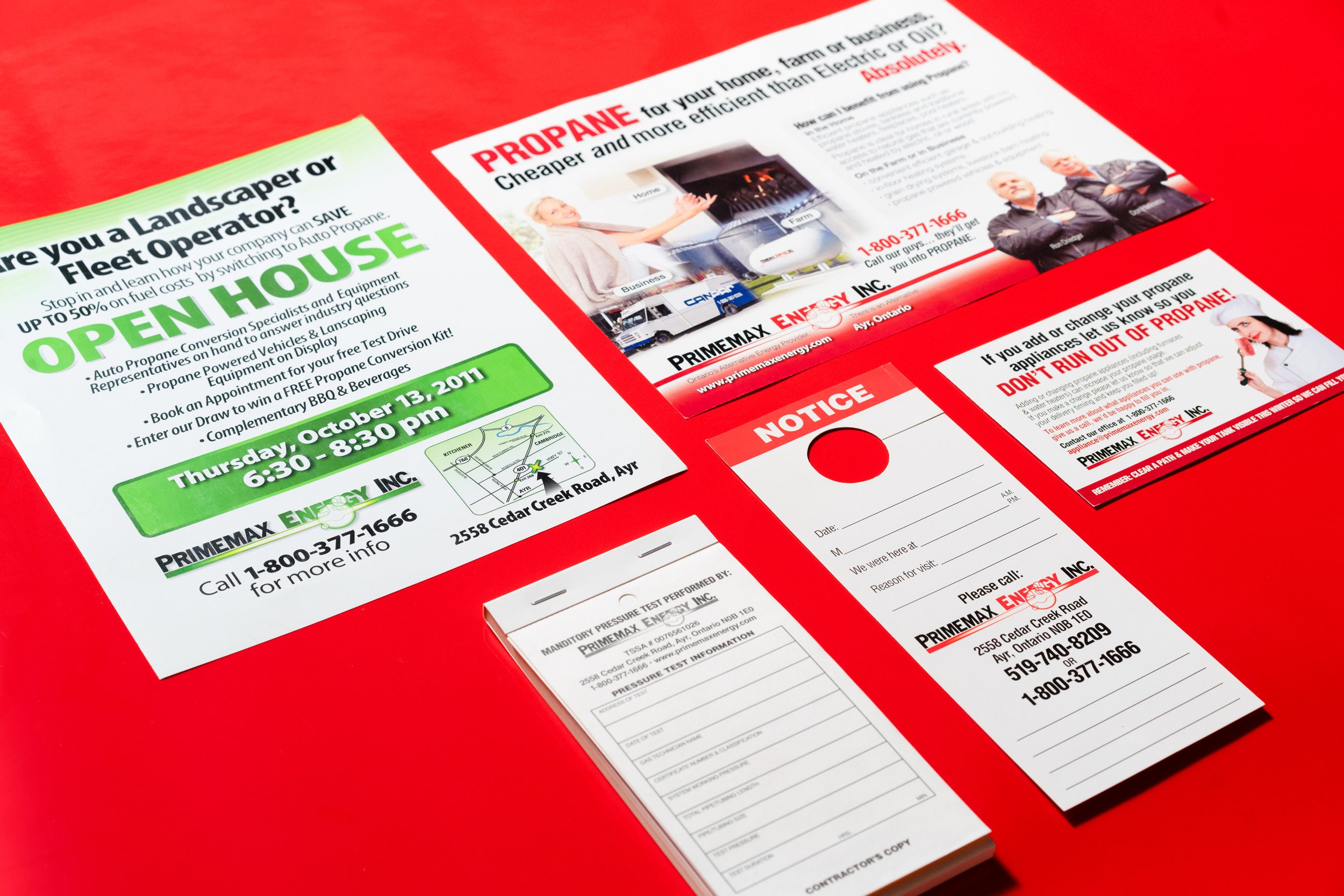 Primemax Energy printed flyers branded items