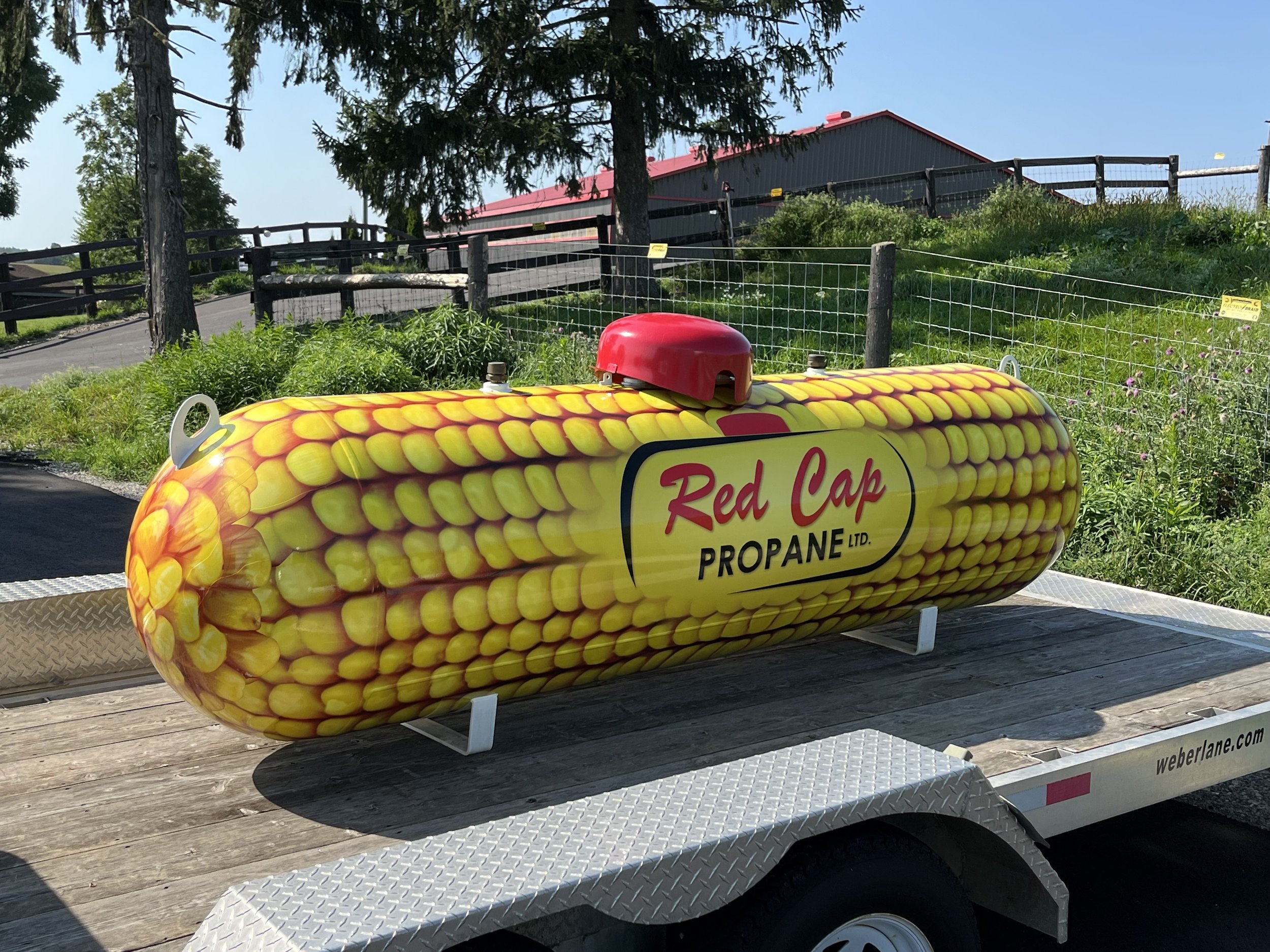 Red Cap Propane Vinyl wrap of propane tank to look like corn cob branding example
