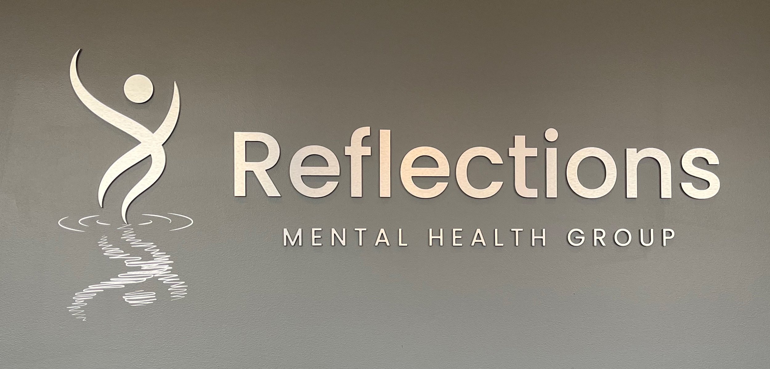 Reflections mental health group interior aluminum cut sign