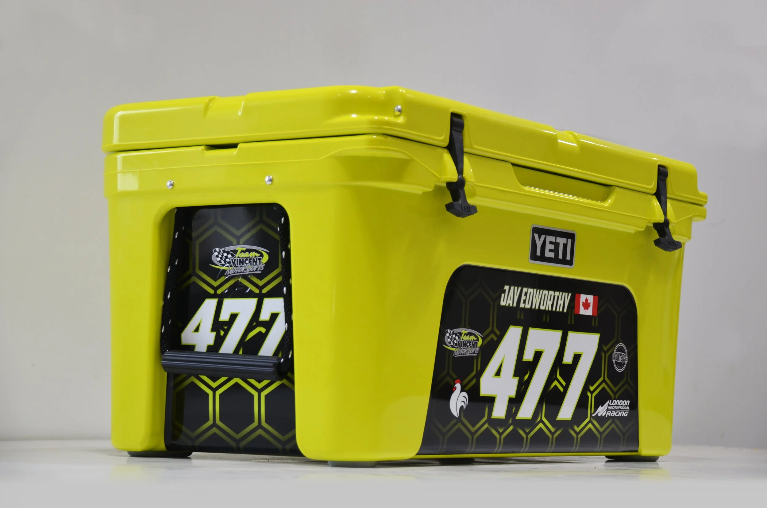 Jay Edworthy VIncents Motorsports Custom Yeti Cooler Graphics