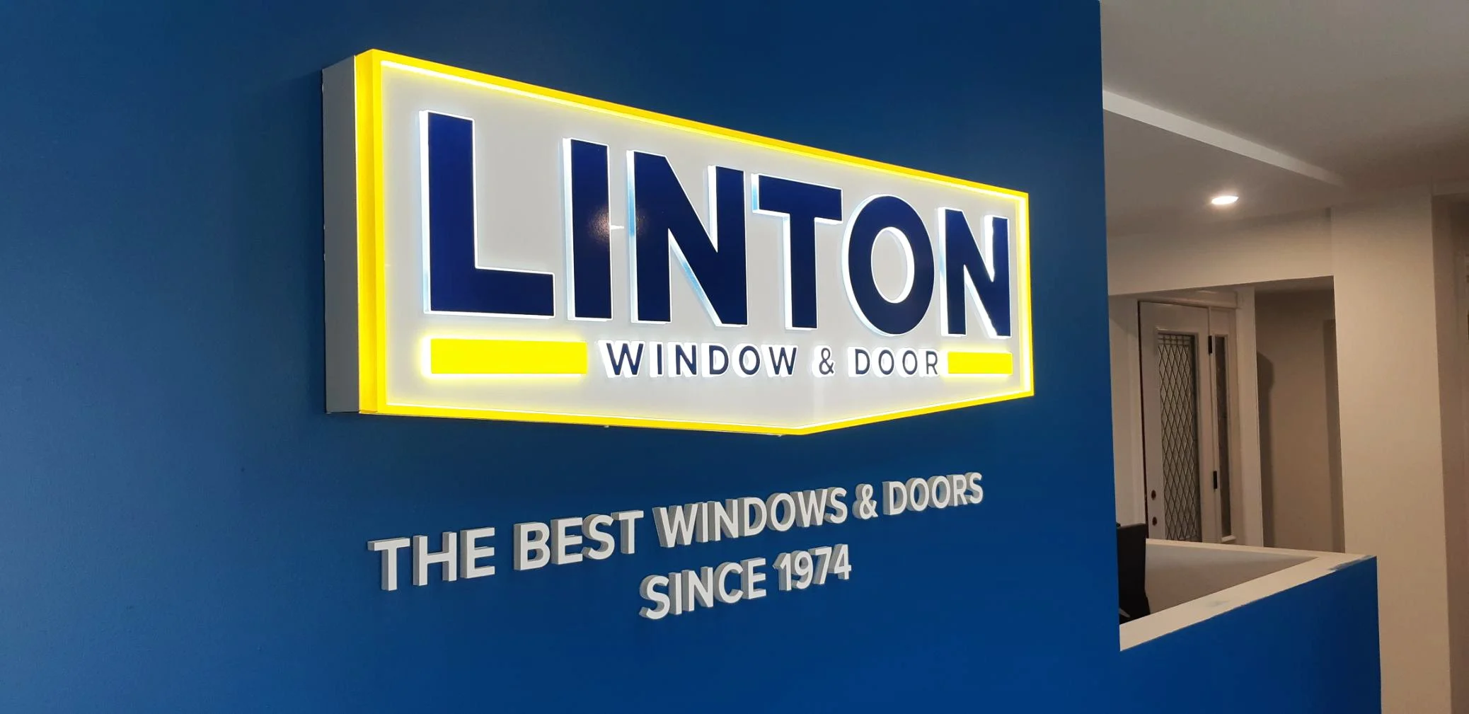 Linton Window & Door interior LED dimensional sign