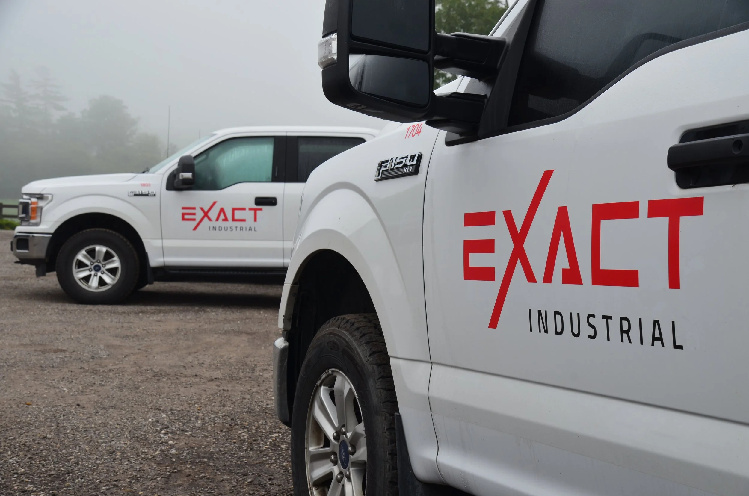 Exact Industrial Services Fleet wrapped Pickup Trucks