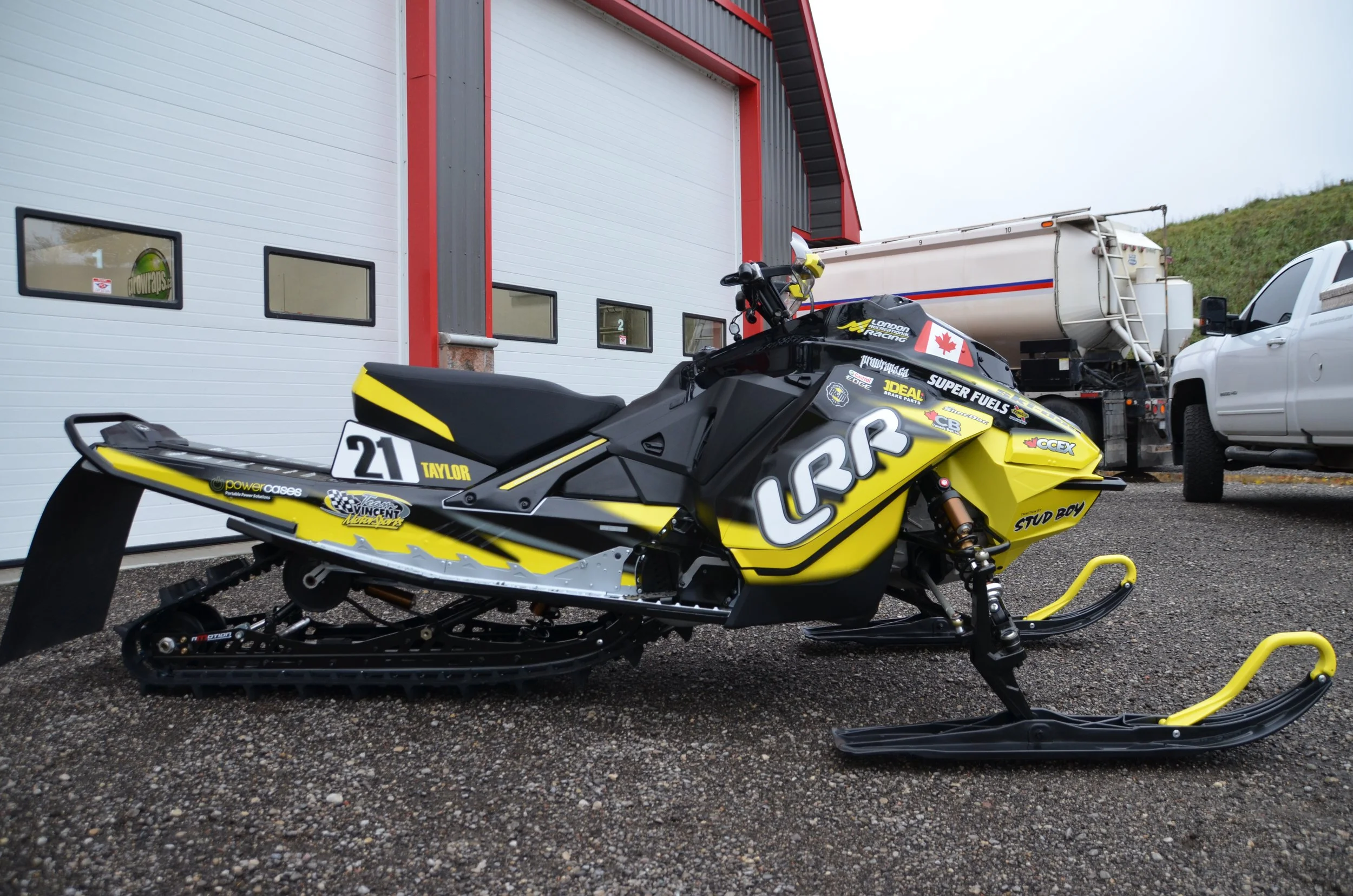 Side profile of London Rec Racing ski-doo sled wrap 