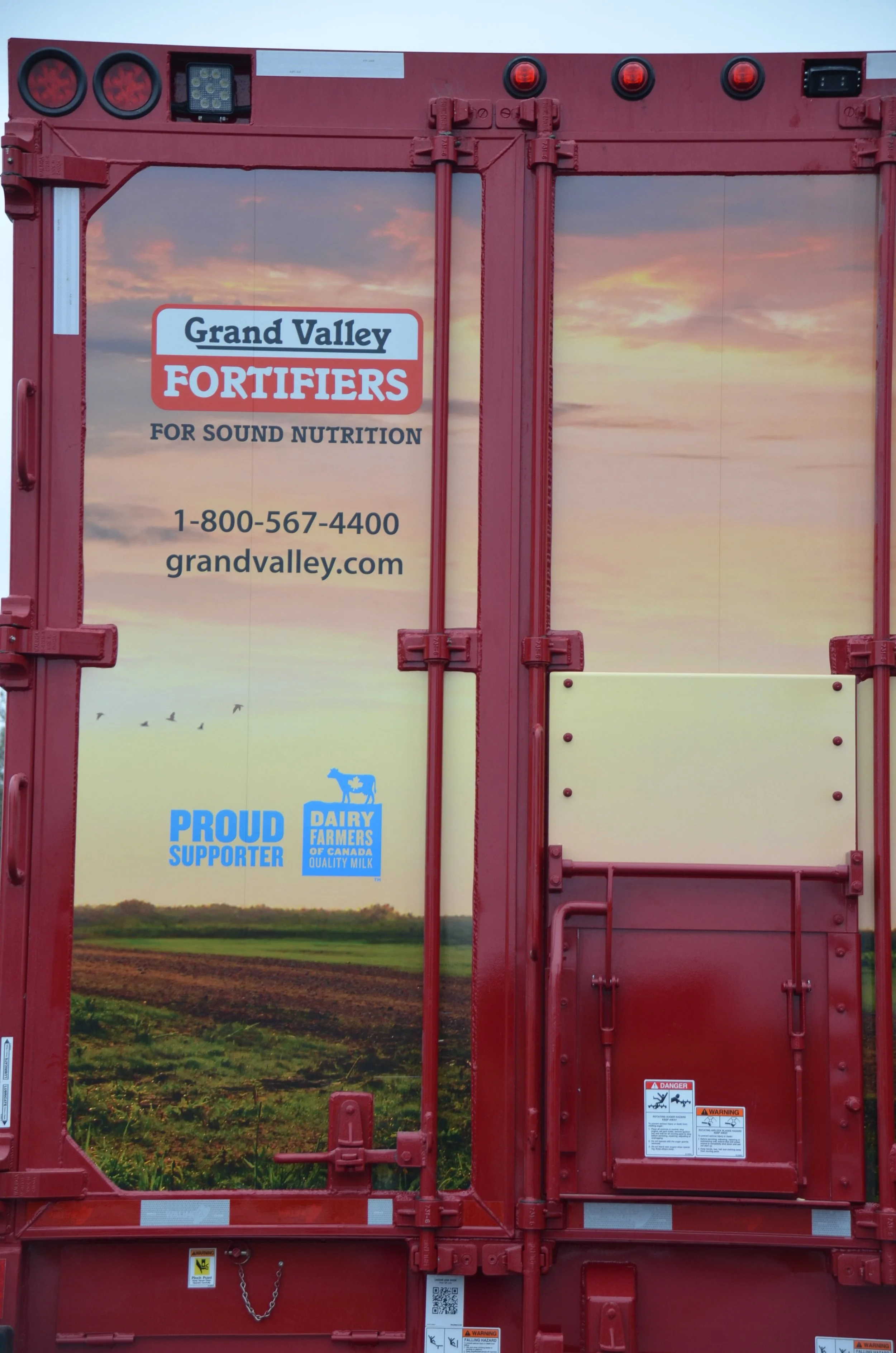 Grand Valley Fortifiers Canadian Dairy Producers feed truck 3M wrap back