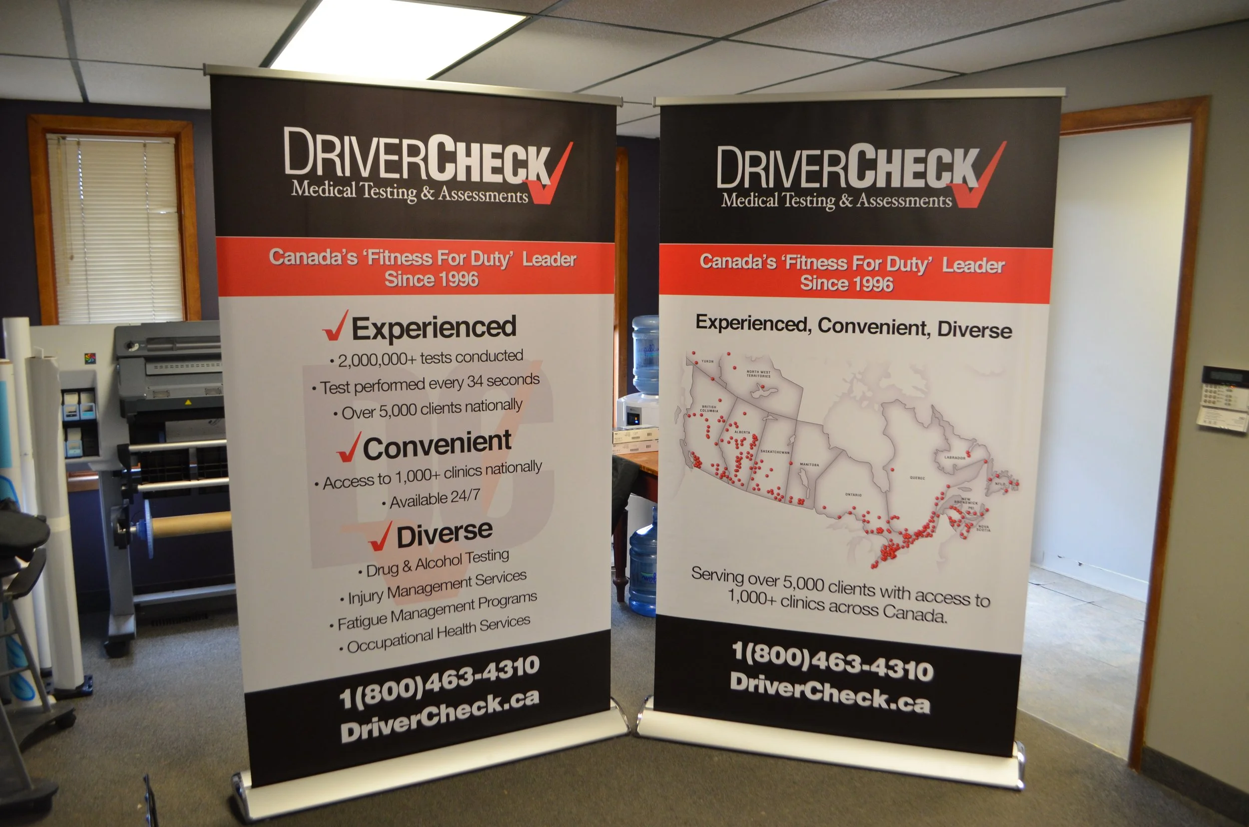 DriverCheck op up banner stand graphics