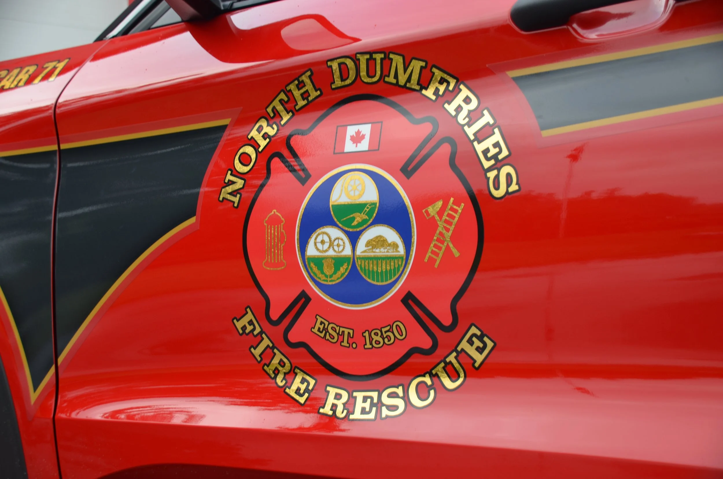 North Dumfries Fire Dept Vehicle graphics cut vinyl gold leaf 