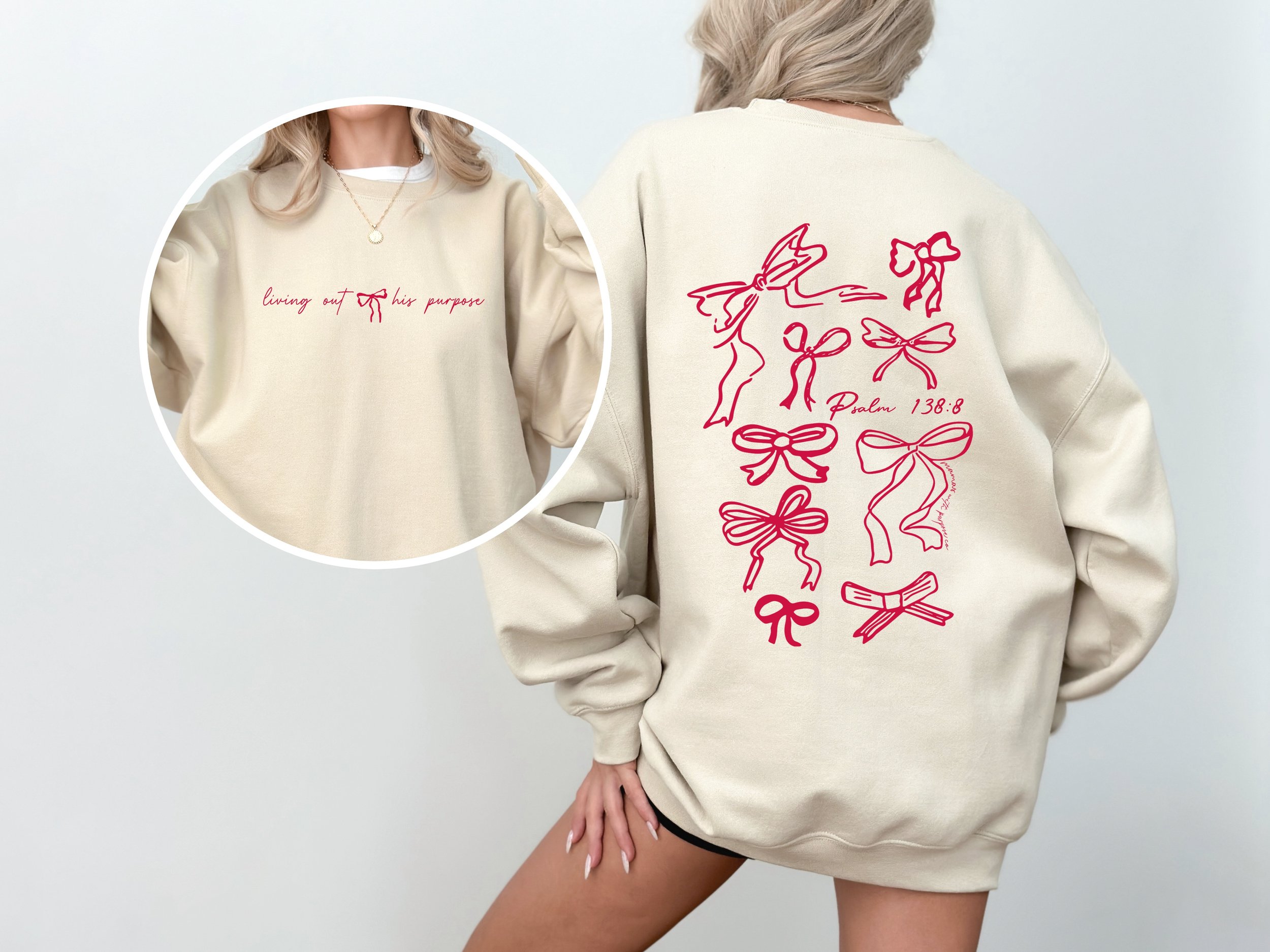 Living Out His Purpose Bow Sweater