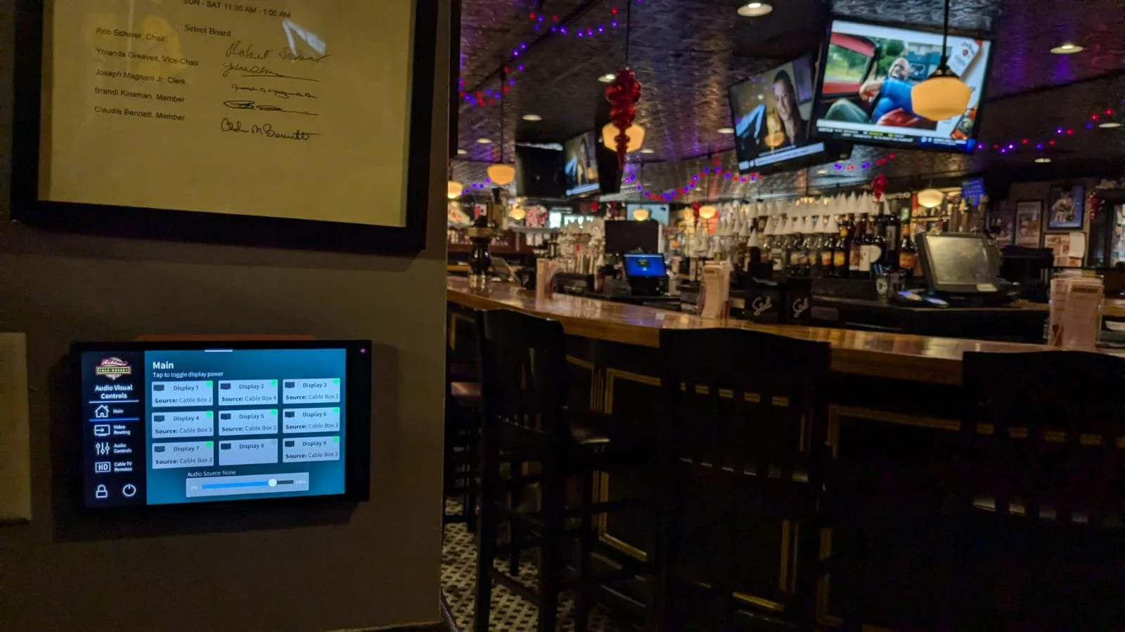 Control panel installation for local restaurant.