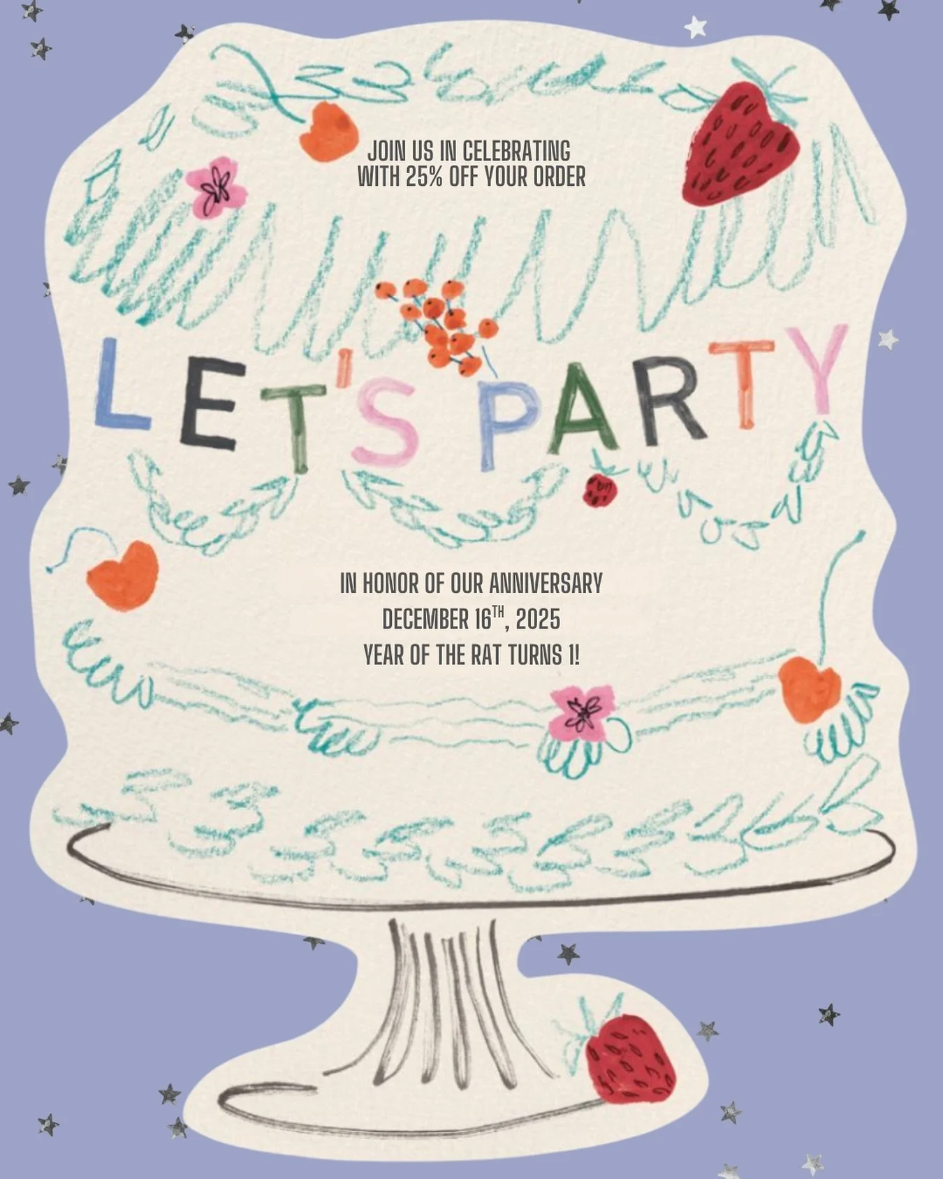 happy 365, year of the rat 🎂

celebrate with us all week long + enjoy 25% off your entire purchase 🐀⭐️

thnx 4 the luv, let&rsquo;s do this again- same time, next year?