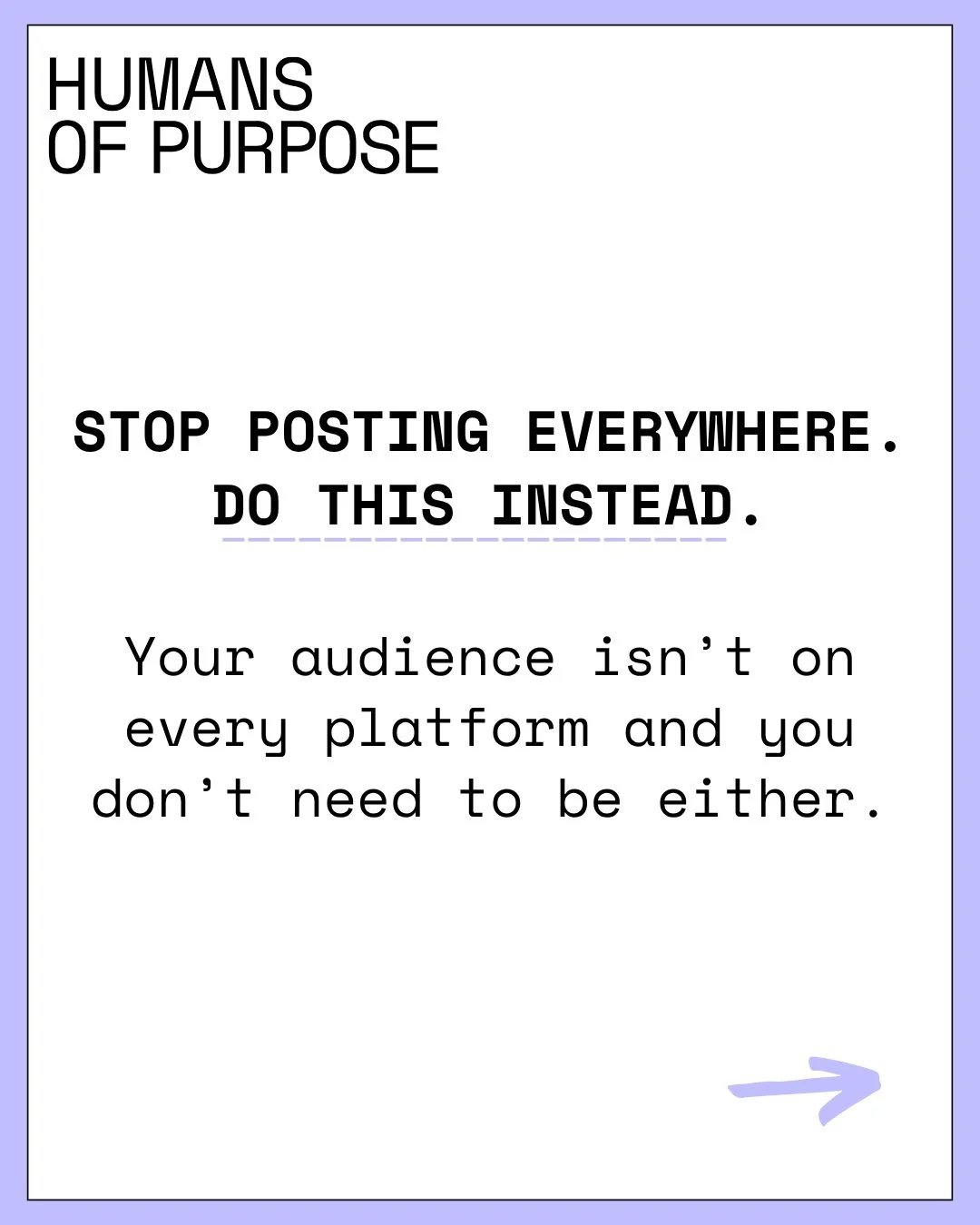 You don&rsquo;t need to be everywhere at once. 🙃
If your audience isn&rsquo;t on every platform, why should you be?

Swipe through to learn how to choose the right channels to focus on (and stop burning out trying to do it all).

📌 Save this for yo