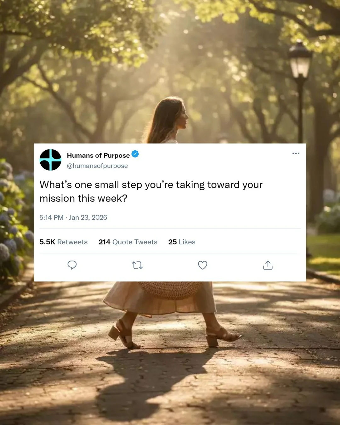 Big change doesn't start with big moves. It starts with one small, brave step. 🌱

So tell us what's one small step you're taking toward your mission this week? It could be sending the email, starting the draft, making the call, or simply giving your