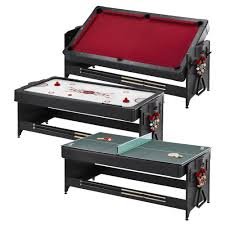 Red Felt Convertible Air Hockey Pool Table and Ping Pong Table 