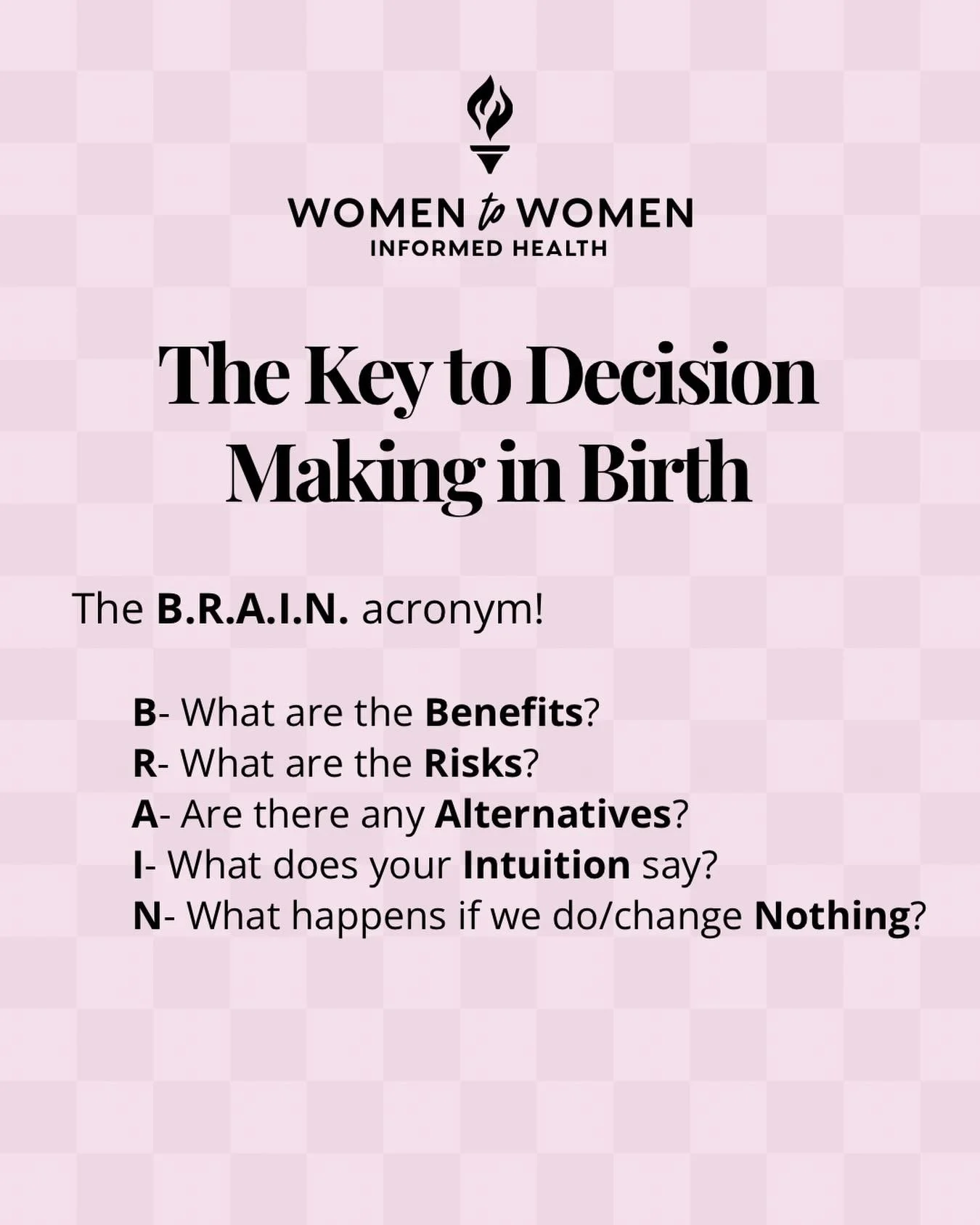 Save this post to come back to when you give birth!!

If a provider proposes something and is requesting consent, but you&rsquo;re not sure what to do, use this acronym to help you decide what to do.

Benefits- What are the benefits to this proposed 