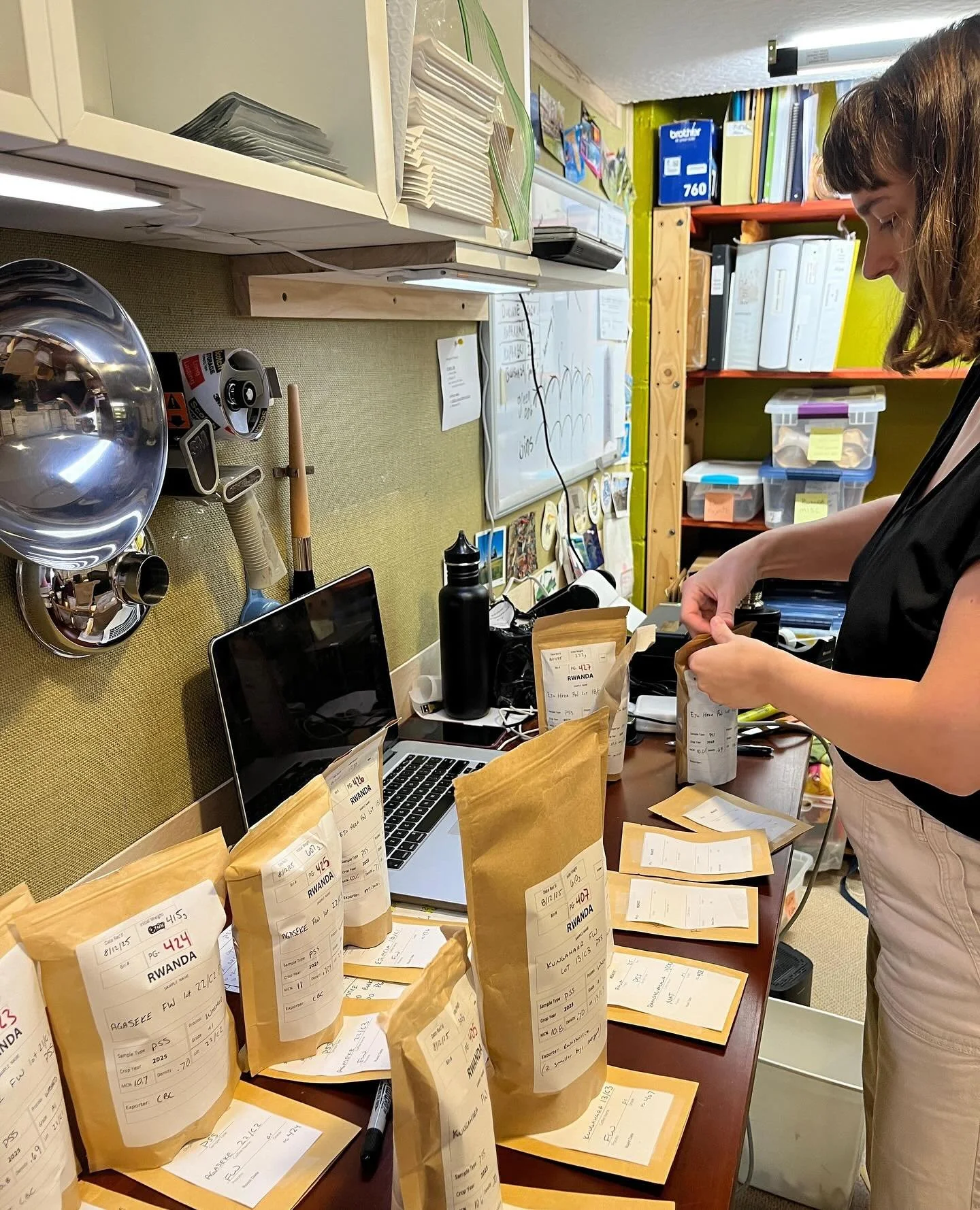 Another peek behind the scenes at Artisan Coffee Imports:⁠
⁠
Here's our Senior Logistics Manager Marie Hucal @hucalberry processing pre-ship samples at Artisan's offices. Marie evaluates, organizes and enters sample information into Cropster @cropste
