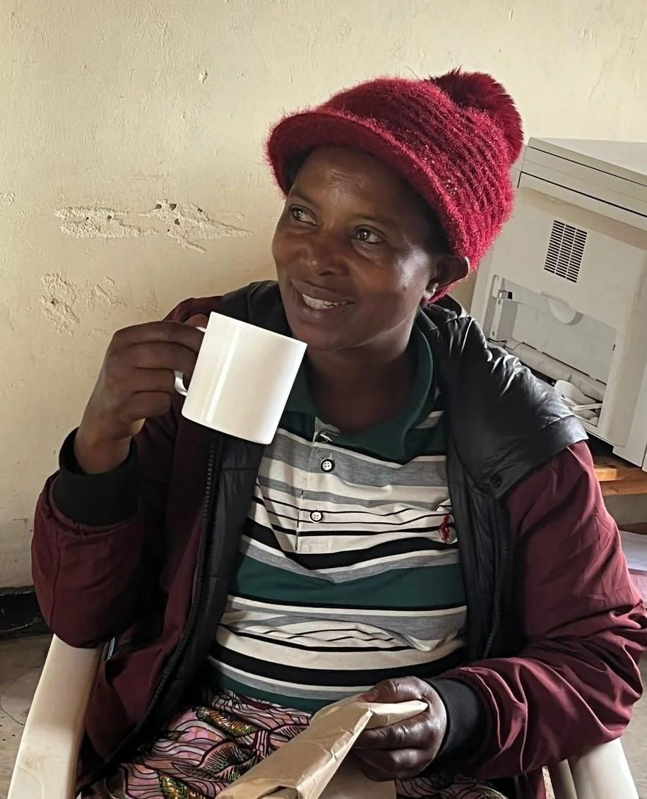 ⁠
Each time we visit Rwanda to spend time with the women farmers who produce the coffee we bring to you, we&rsquo;re fortunate to meet someone new.⁠
⁠
Like Valentine MUKANIYONSABA, pictured here. Valentine is a coffee farmer, cherry site collector an