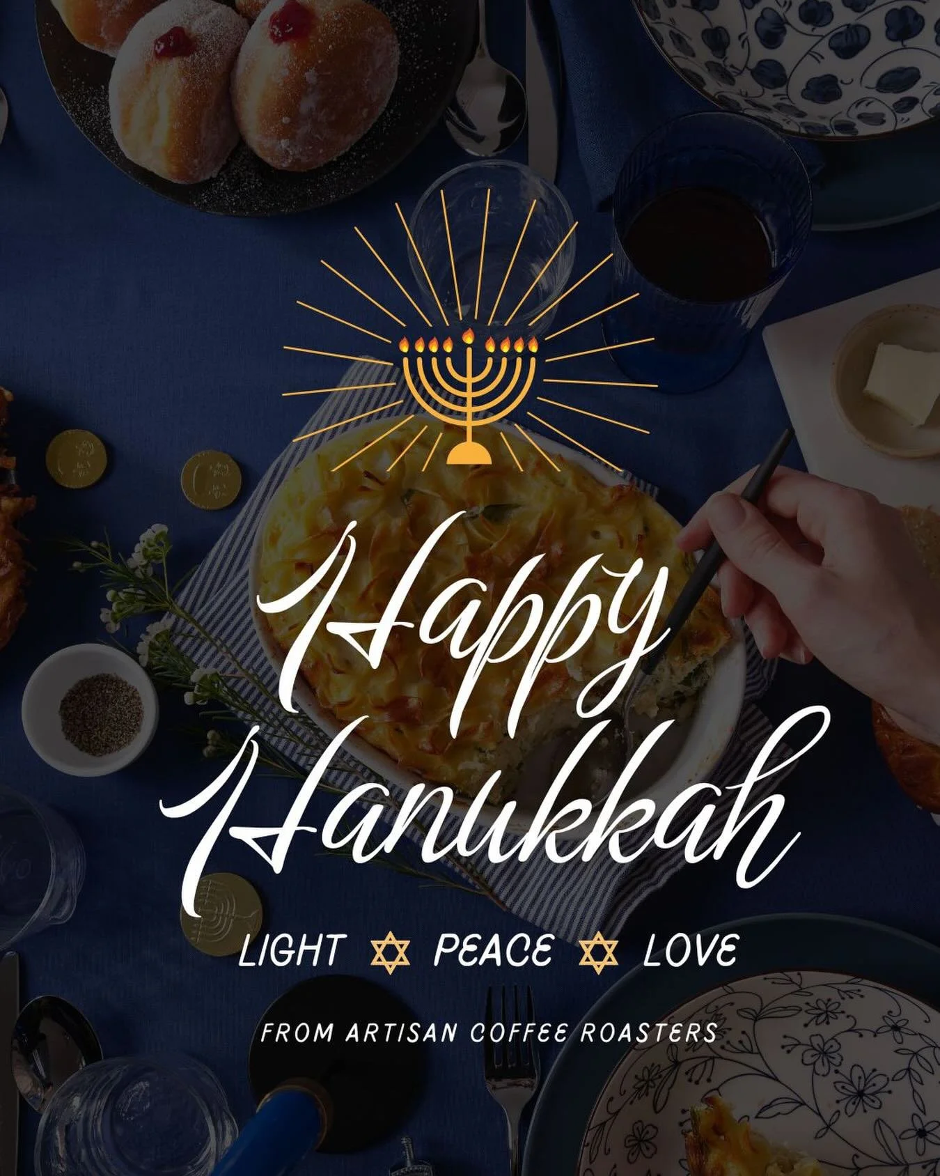 On the eve of Hanukkah (Chanukah), we wish light, peace &amp; love to all. #happyhanukkah everyone!⁠
⁠
#hanukkah #chanukah #celebrate #lightspeacelovecoffee