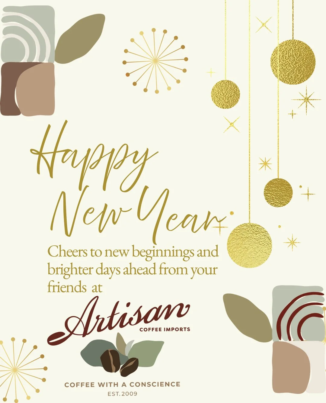 Cheers to new beginnings and brighter days ahead from your friends at Artisan Coffee Imports. We'll be back on Monday!⁠
⁠
#newyears #newyears26 #happynewyear