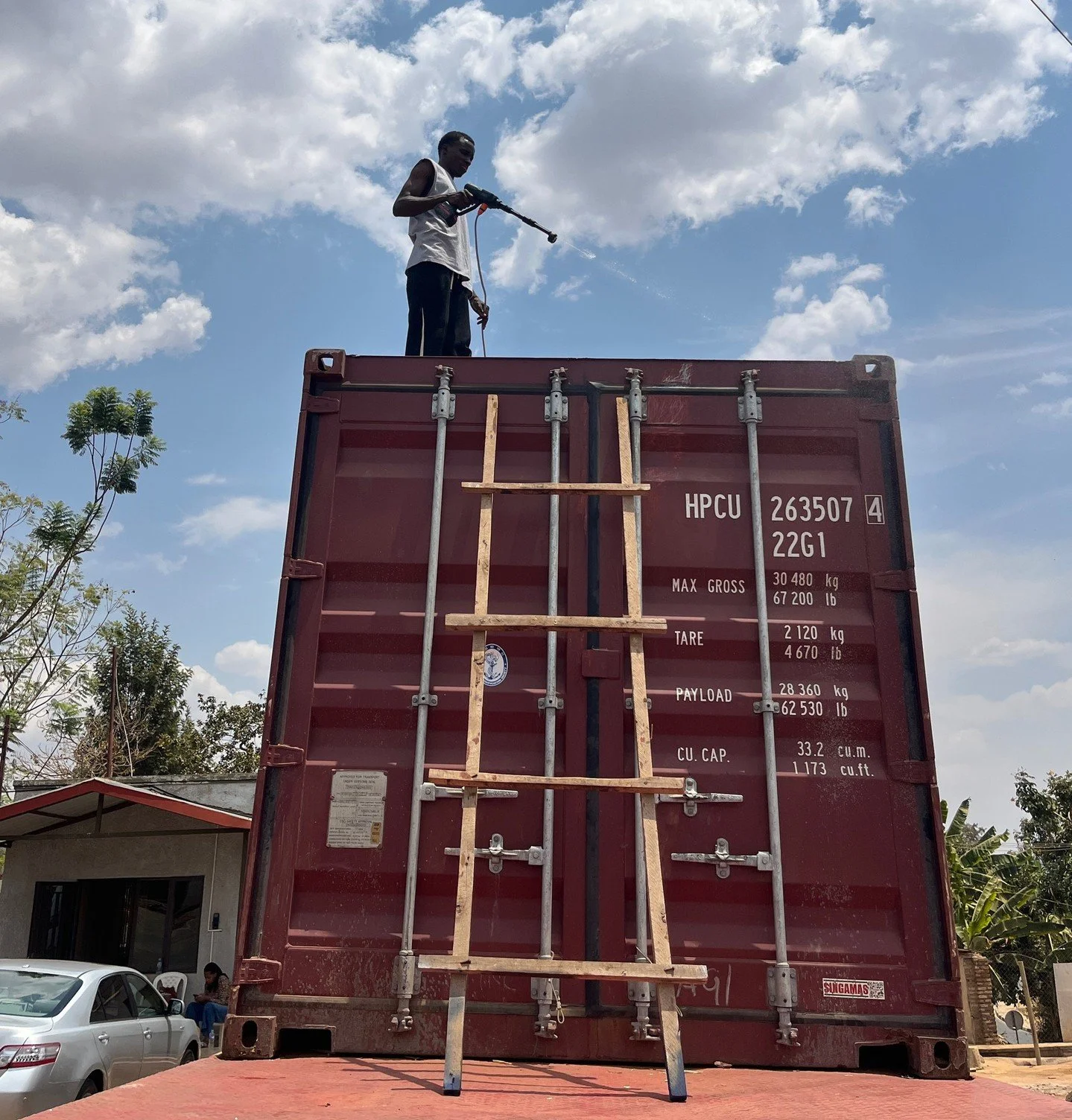 This is certainly an odd sight in the container yard at Rwanda's agricultural export complex in Kigali. Our mandatory overnight water test is an important step to ensure quality green for our roaster partners.⁠
⁠
Here, we've documented the steps of t