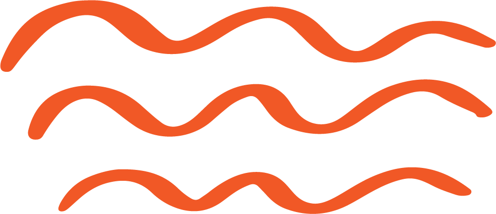 Three orange wavy lines on a black background.