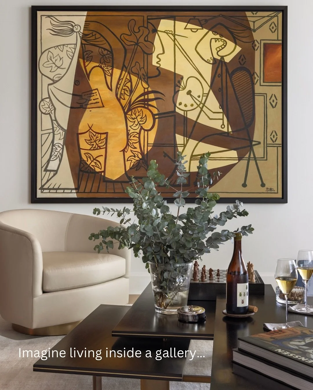 Imagine living inside a gallery that tells a story! 

Renssen&rsquo;s Picasso-inspired works, from bold abstracts to intimate still lifes, bring a sense of cohesion and soul throughout the home, showing how one artist&rsquo;s vision can truly shape a